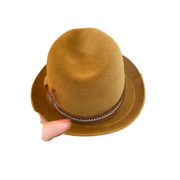 Vintage Resistol Tan Self Conforming Western Fedora 7 1/4 Hat with Feather main image 9
